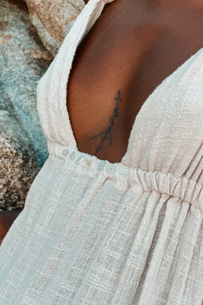 Aphrodite Beige Gauze Dress with Moonstone - Shambori Spirit