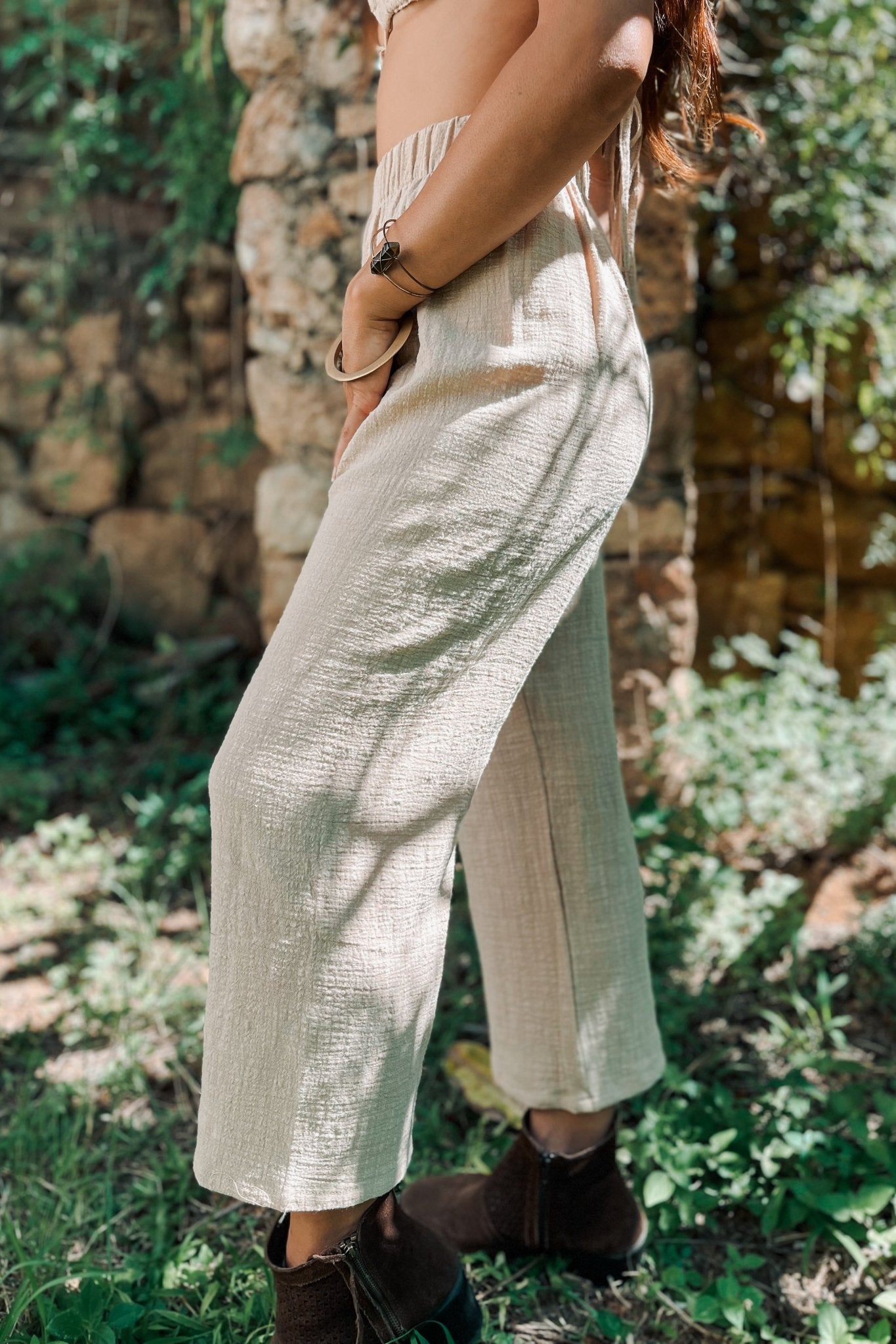 Freya Matching Set in Stone Beige Cotton Gauze with Citrine - Shambori Spirit