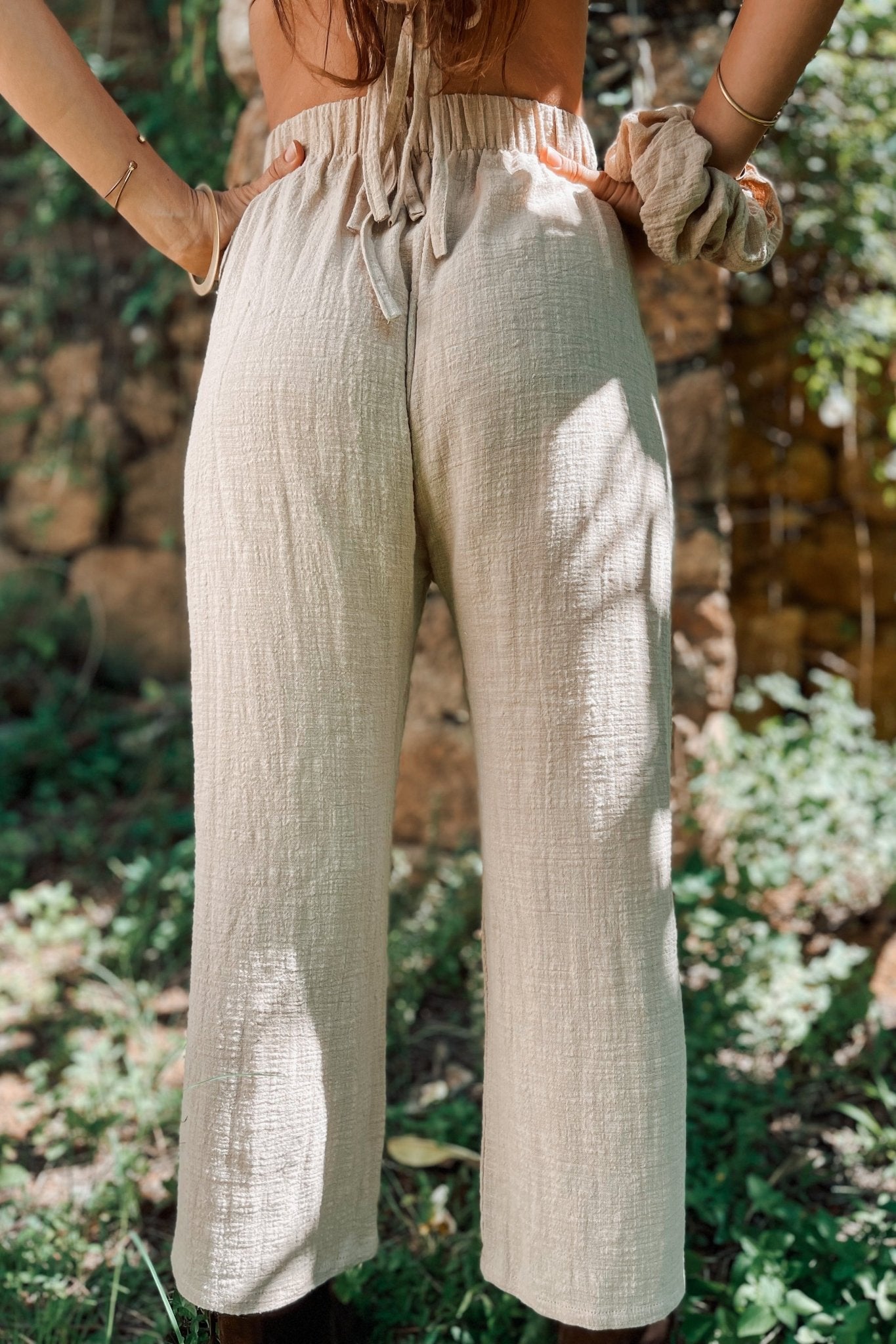 Freya Matching Set in Stone Beige Cotton Gauze with Citrine - Shambori Spirit