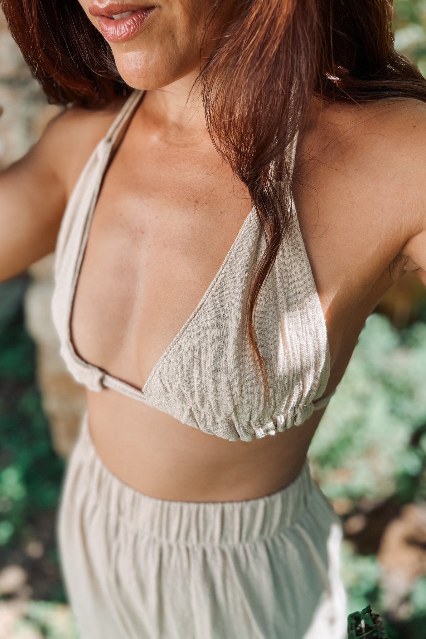 Freya Matching Set in Stone Beige Cotton Gauze with Citrine - Shambori Spirit