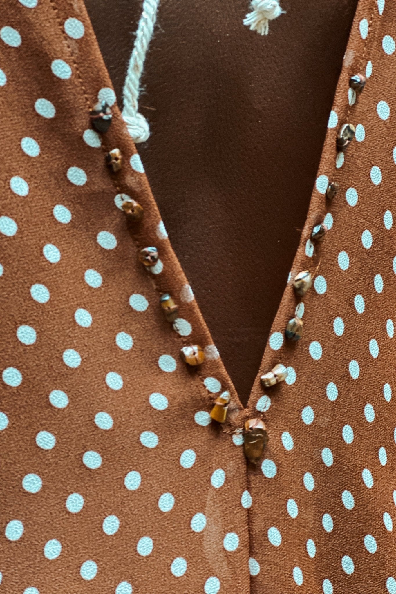 Kaftan Orisha Brown Polka Dot Chiffon with Tiger Eye - Shambori Spirit