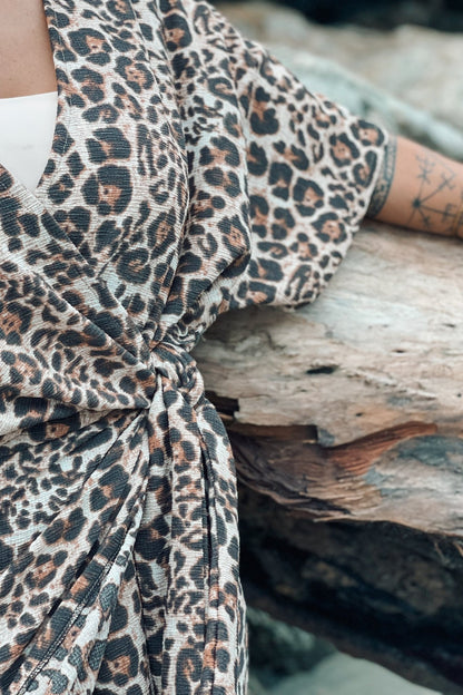 Oya leopard Wrap Dress with Onyx - Shambori Spirit